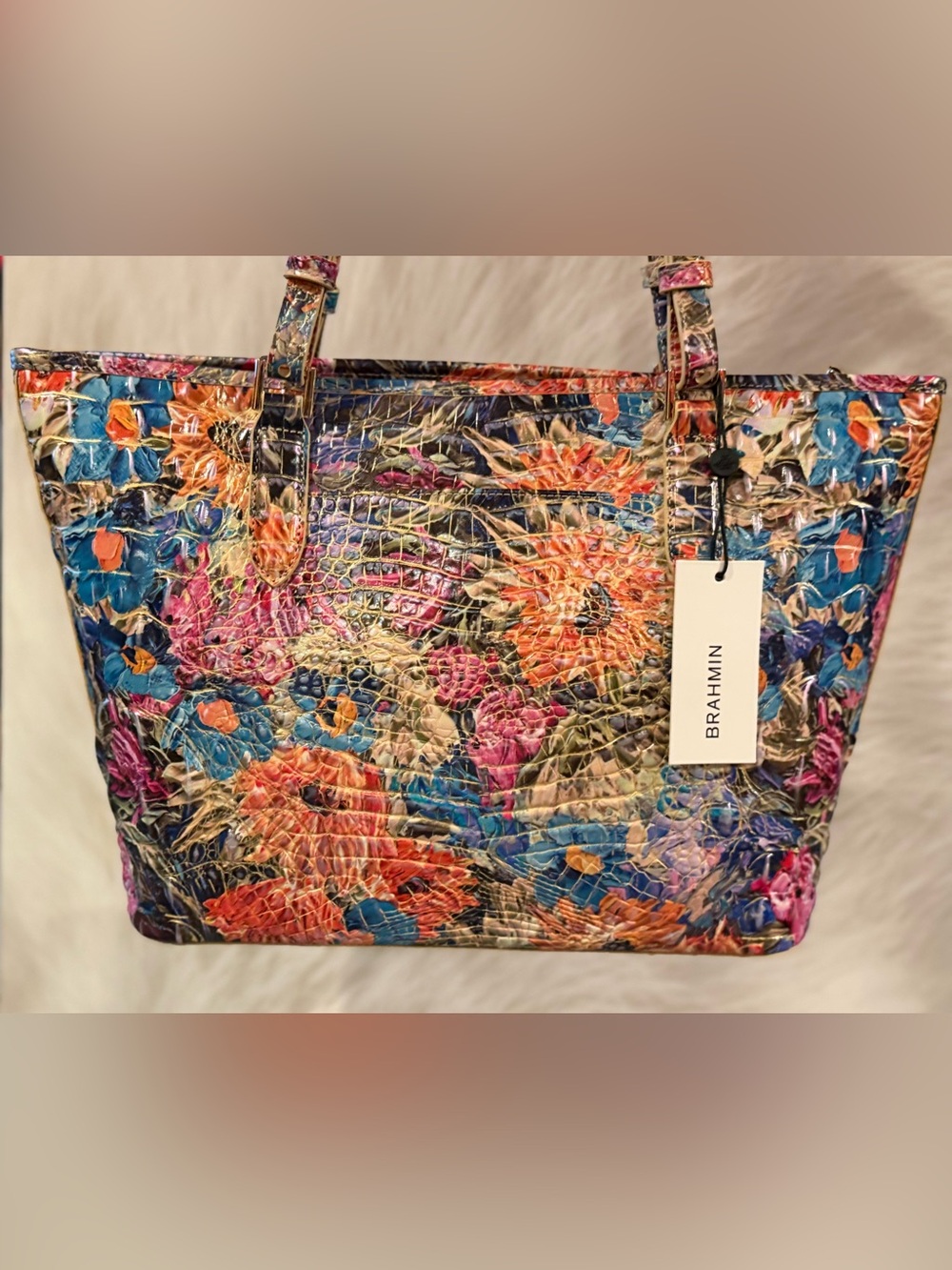 Brahmin Medium Asher Lasso Flowers Tote Melbourne Leather NWT PRICE FIRm - Picture 11 of 15